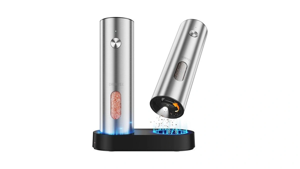 Electric Salt And Pepper Grinder Set With Rechargeable Base -