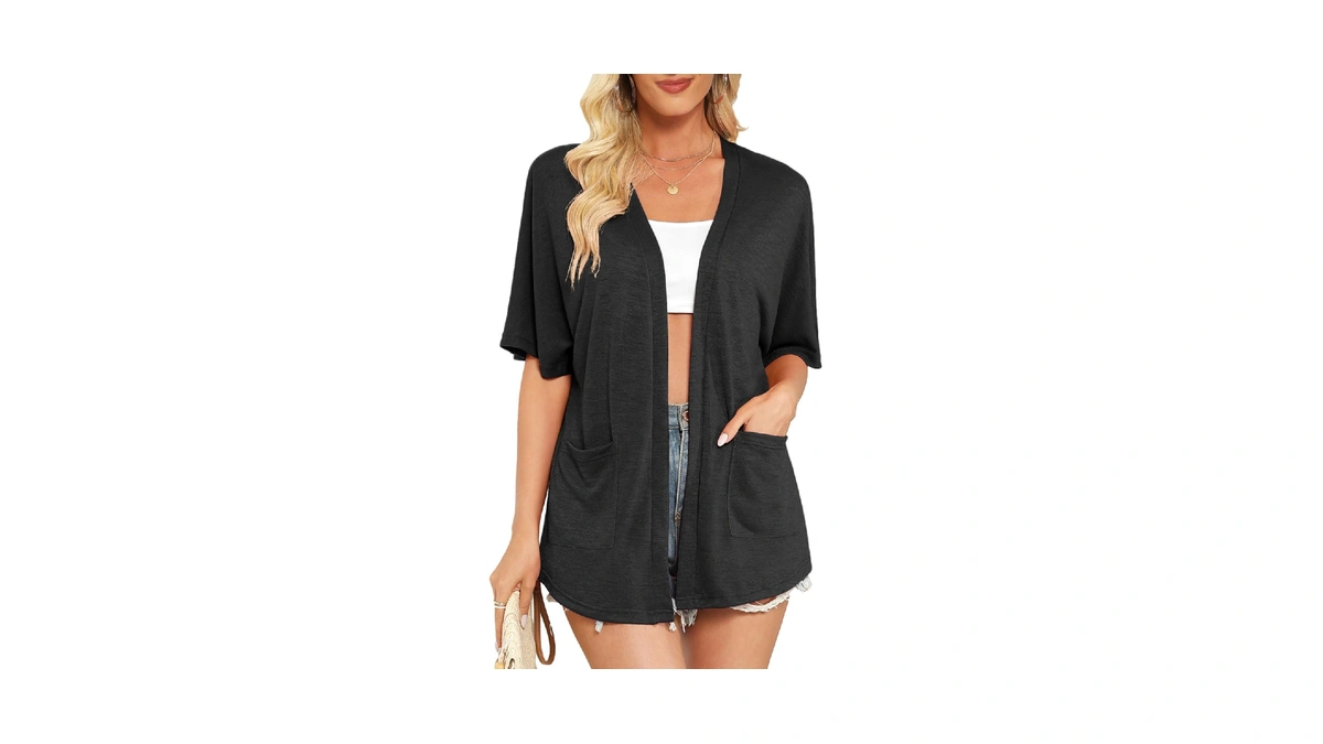 Veryoung Women's Short Sleeve Open Front Cardigan Lightweight Summer Thin