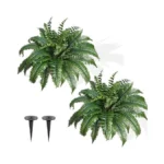 Fajunzh 2 Pack Fake Artificial Ferns With Spike For Outdoors