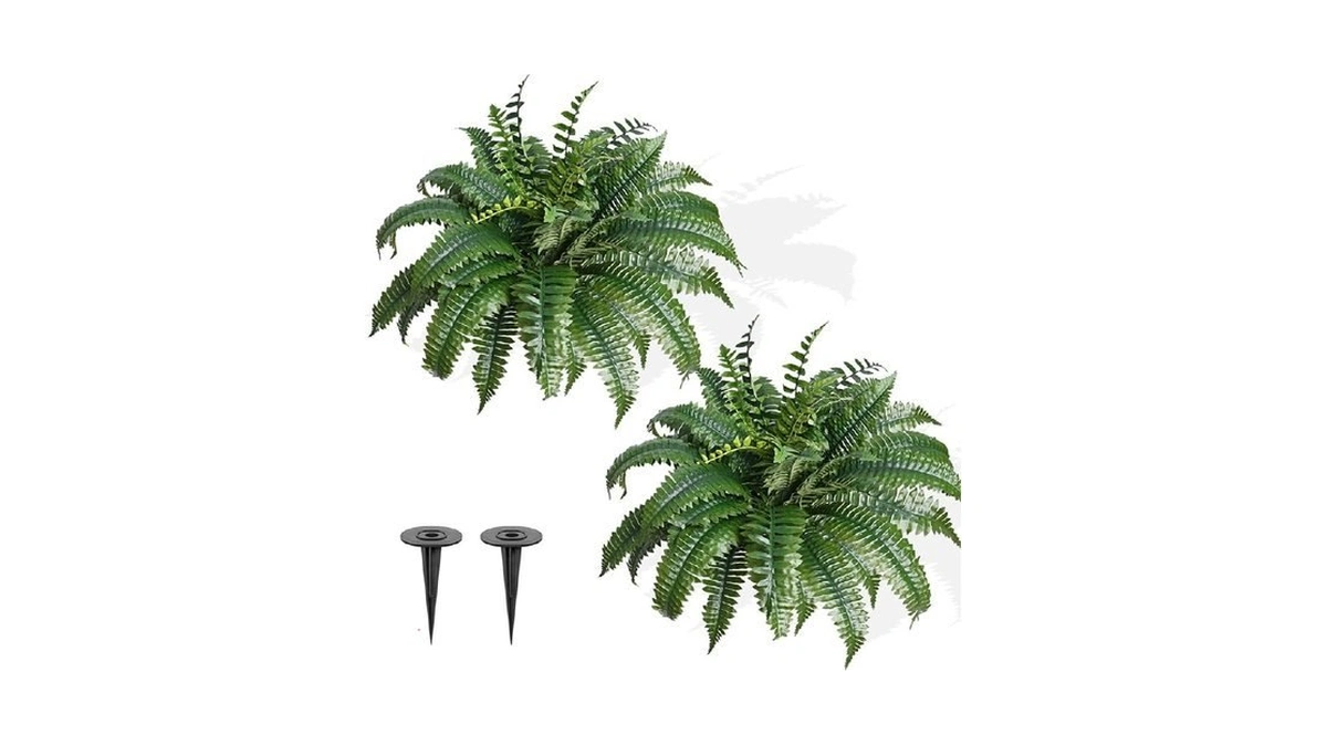 Fajunzh 2 Pack Fake Artificial Ferns With Spike For Outdoors