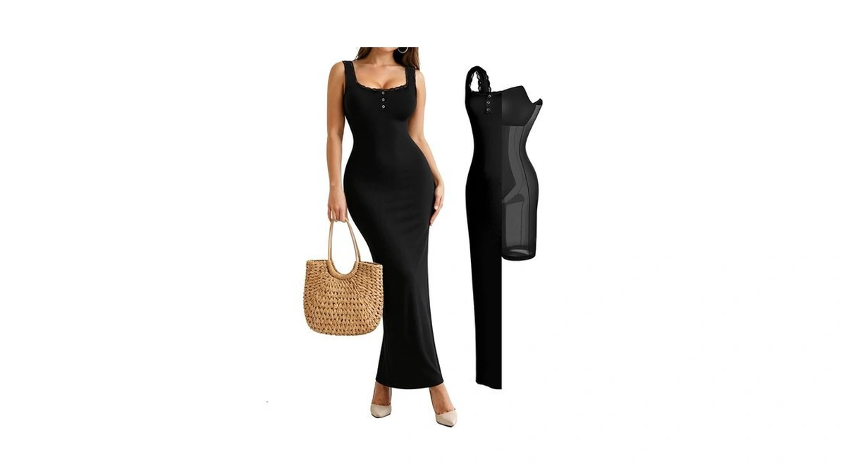 Popilush Shapewear Tank Dress Summer Maxi Dresses For Women Square