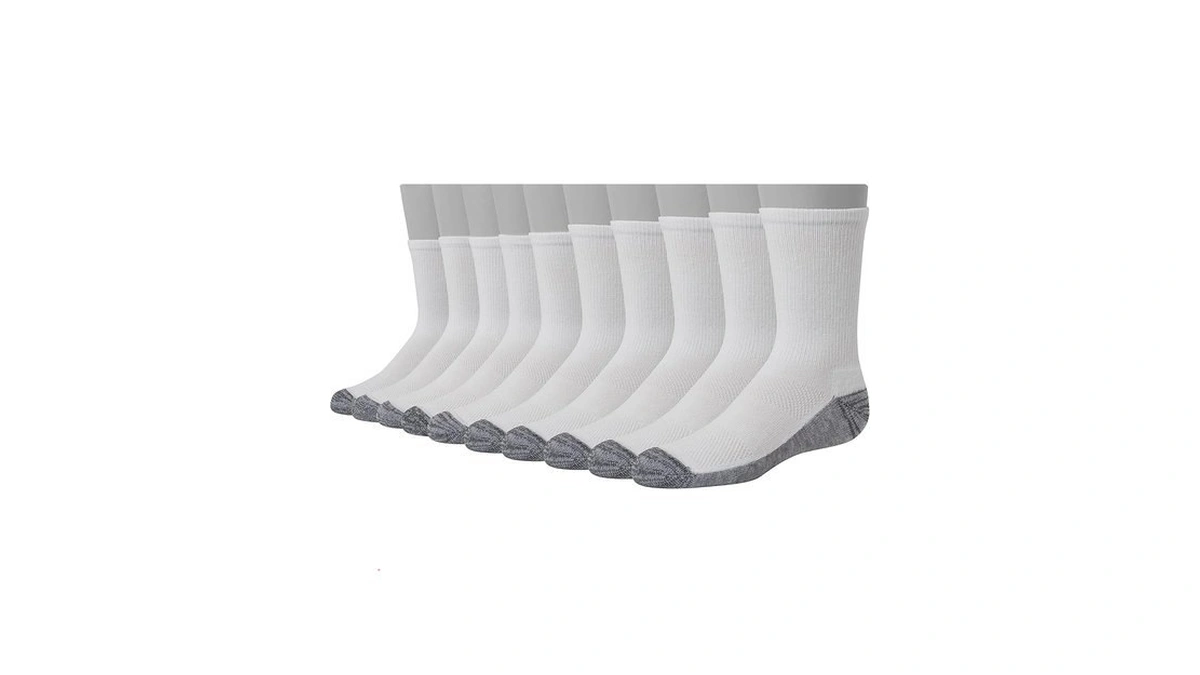 Hanes Ultimate Boys Crew, 10-pack Crew Socks, White, Large Us