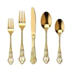 Runfly Gorgeous Retro Royal Gold Stainless Steel 20 Pieces Flatware