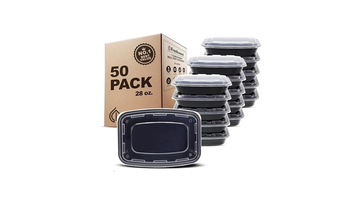 Freshware Meal Prep Containers [50 Pack] 1 Compartment With Lids,