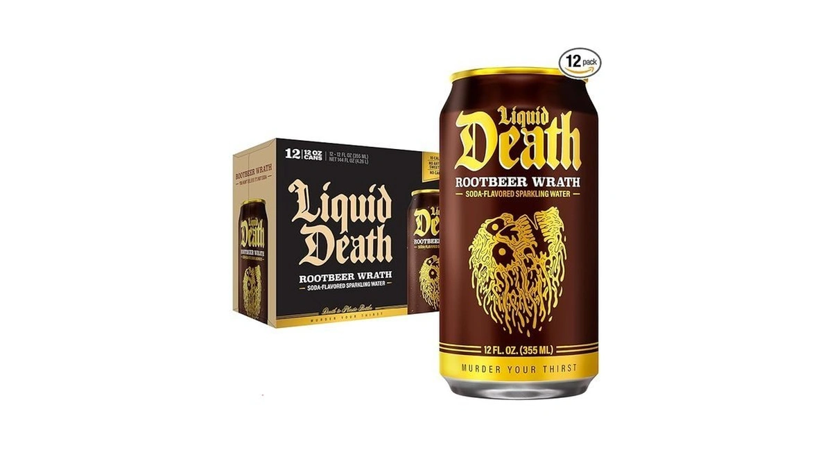 Liquid Death Soda-flavored Sparkling Water - Rootbeer Wrath, Less Sugar*,