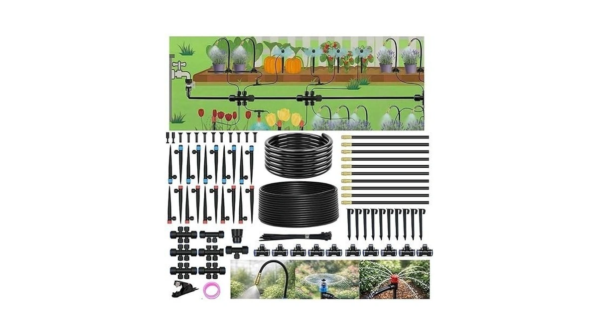 240ft Drip Irrigation System For Garden: 1/2" Quick Connect Pe