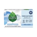 Seventh Generation Dryer Sheets Laundry Fabric Softener, Free & Clear