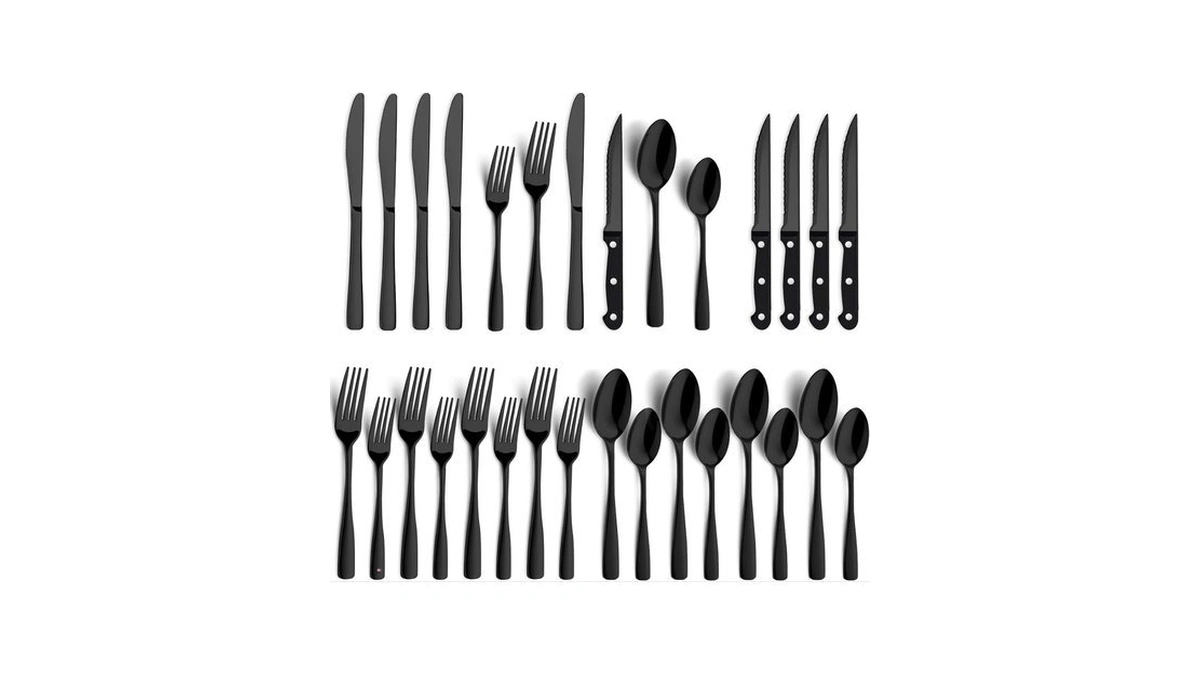 Bewos 24 Piece Black Silverware Set - Service For 4