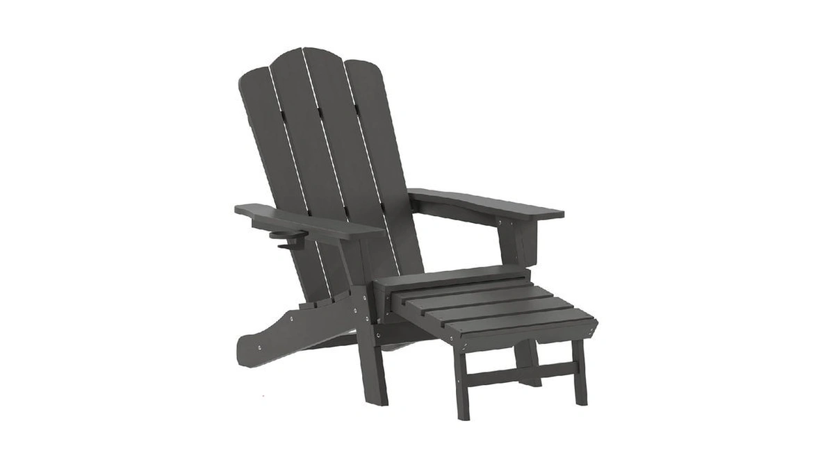 Flash Furniture Newport Poly Resin Adirondack Chair With Cup Holder