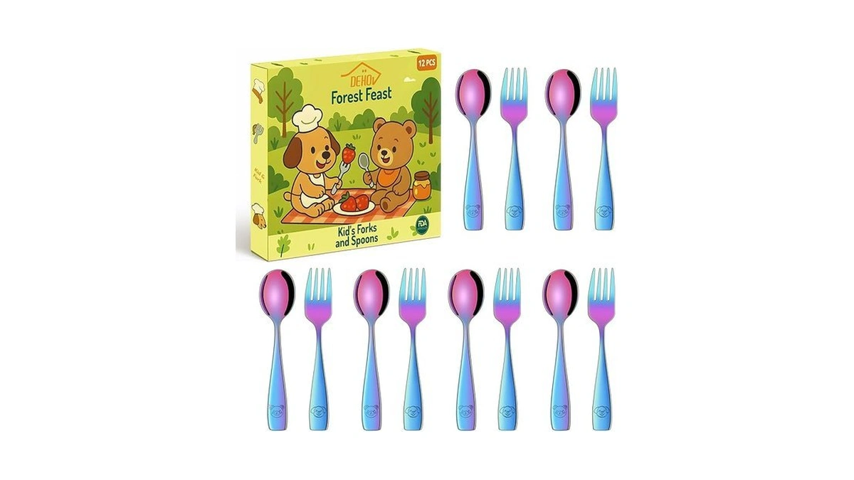 Dehov Rainbow Toddler Eating Utensils Set,set Of 12 Food Grade