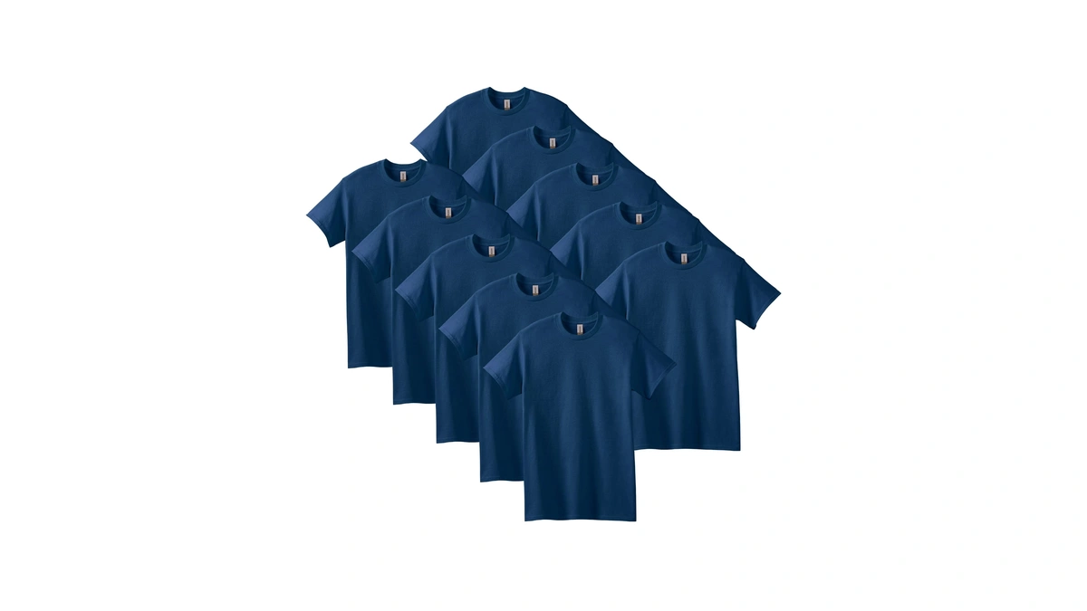 Gildan Men's 10-pack Heavy Cotton Adult T-shirt (g5000), Navy, Medium