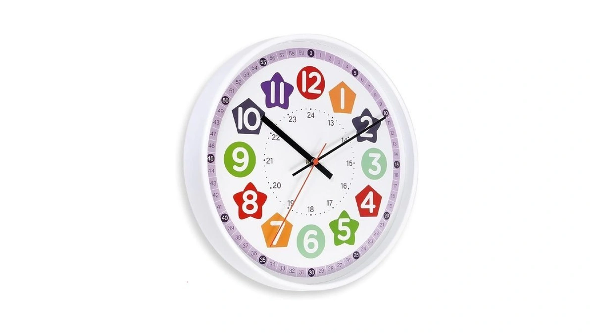 Aurowit Learning Wall Clock 12 Inch –time Teaching Non-ticking Battery