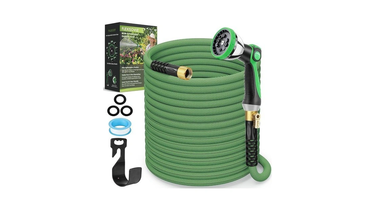 Palrory Non-expandable Garden Hose 100 Ft, Ultra Lightweight Flexible Water