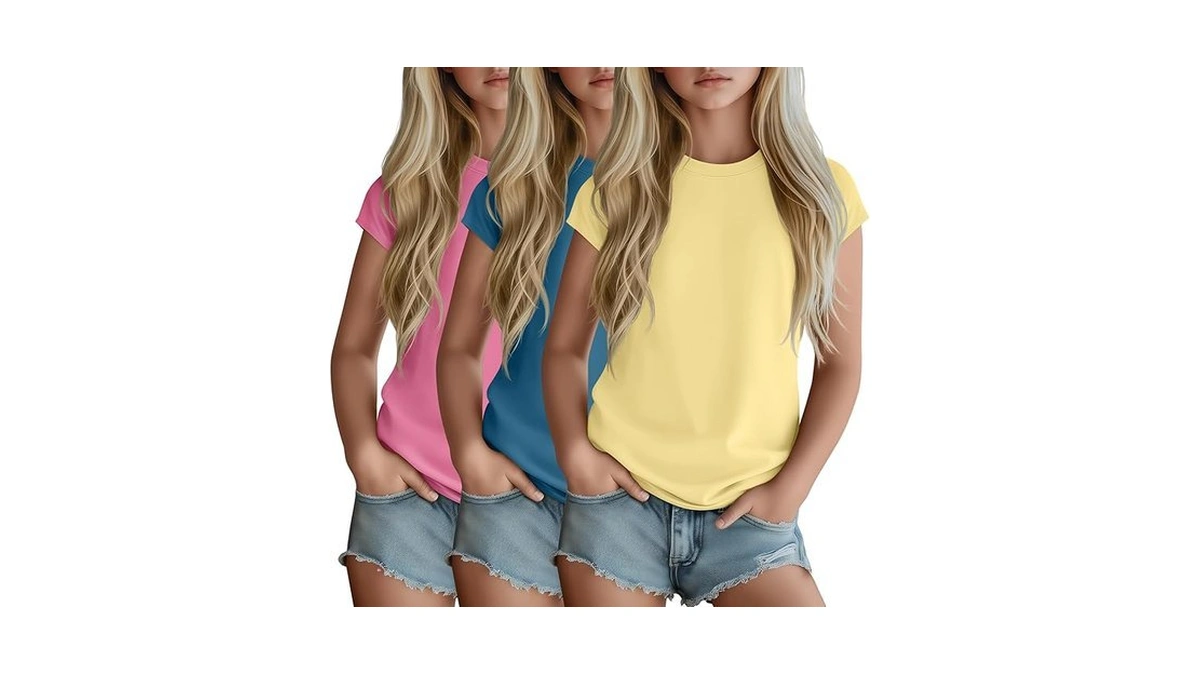 Lessonzoo 3 Pack Girls Shirts 5-14 Years Summer Tops Teens