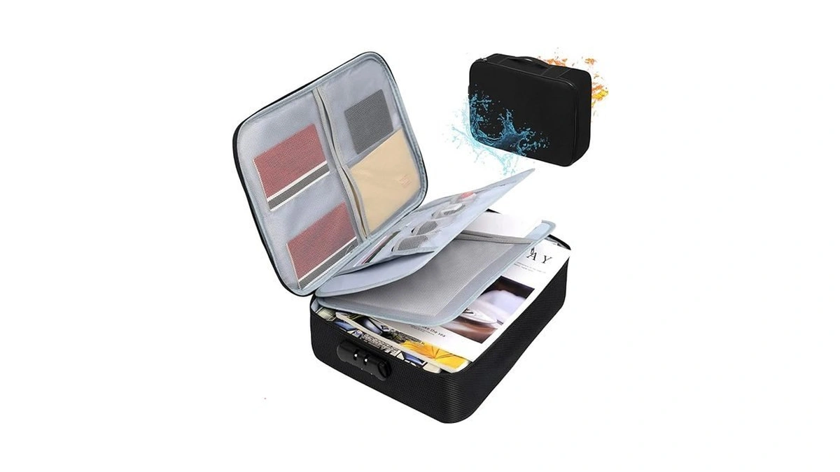 Qukbeto Fireproof Document Box,important Document Organizer With Lock,lockable Sentry Safe