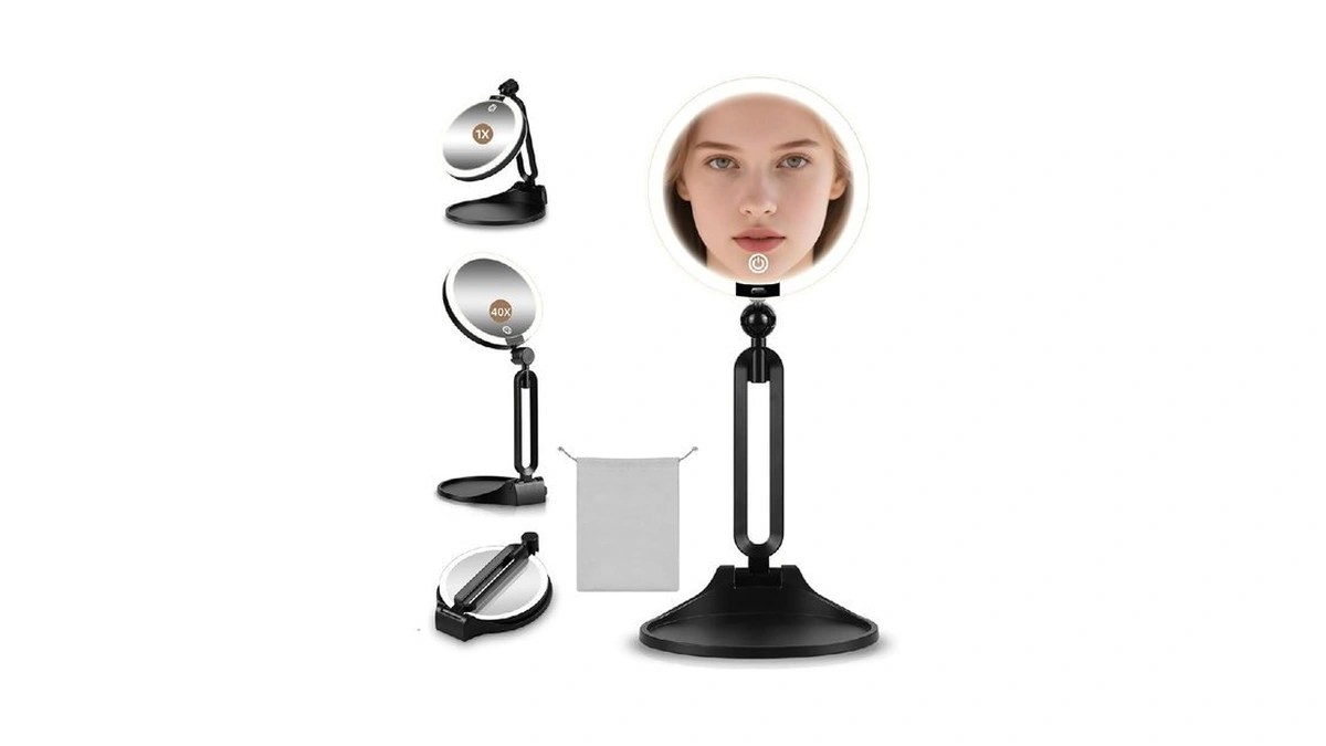 40x/1x Makeup Magnifying Mirror With Lights, 6inch Double-sided 1x/40x Makeup