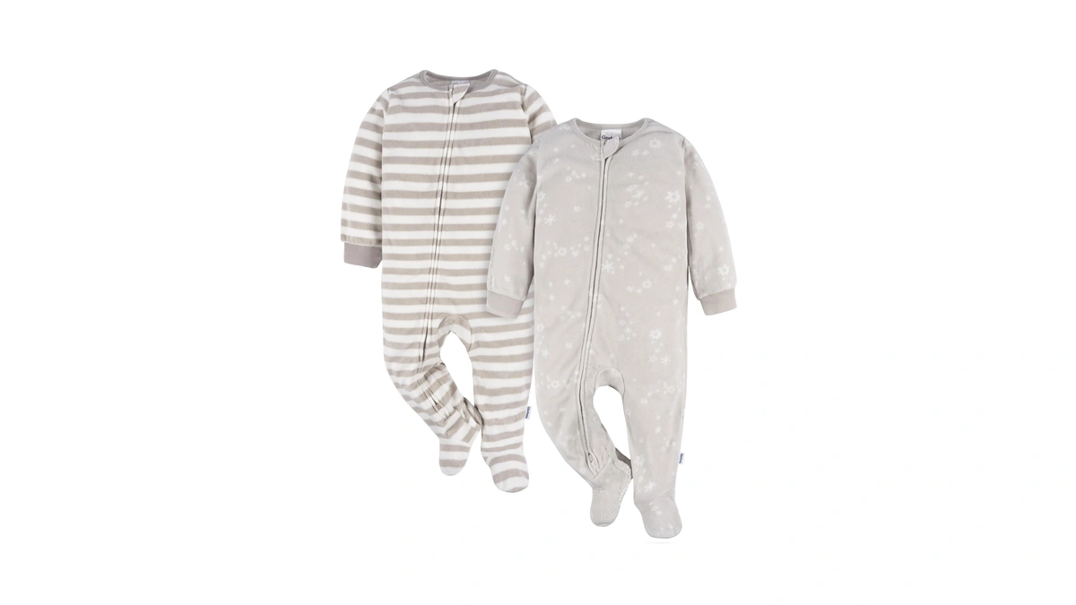 Gerber Unisex Baby Toddler Fleece Footed Pajamas 2-pack, Lion Heads,