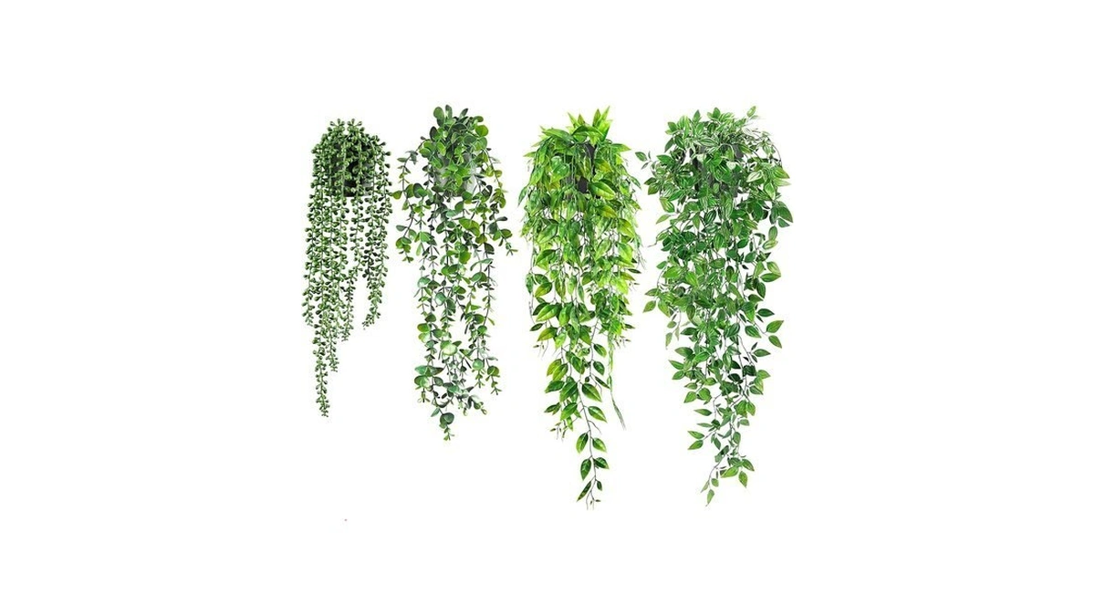 Uslai Artificial Hanging Plants Vine, Fake Potted Greenery Faux Eucalyptus,