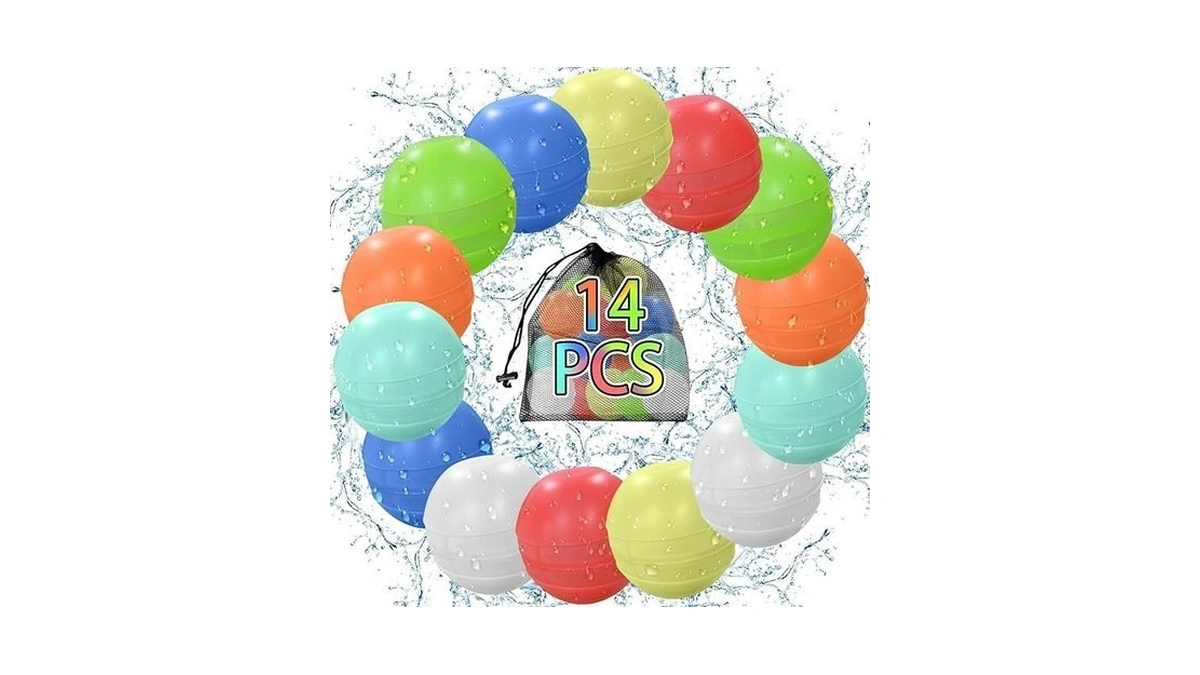 14 Pcs Reusable Water Balloons Quick Fill, Pool Beach Water