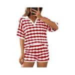 Yousify Womens Sweater Sets Striped 2 Piece Lounge Sets Short