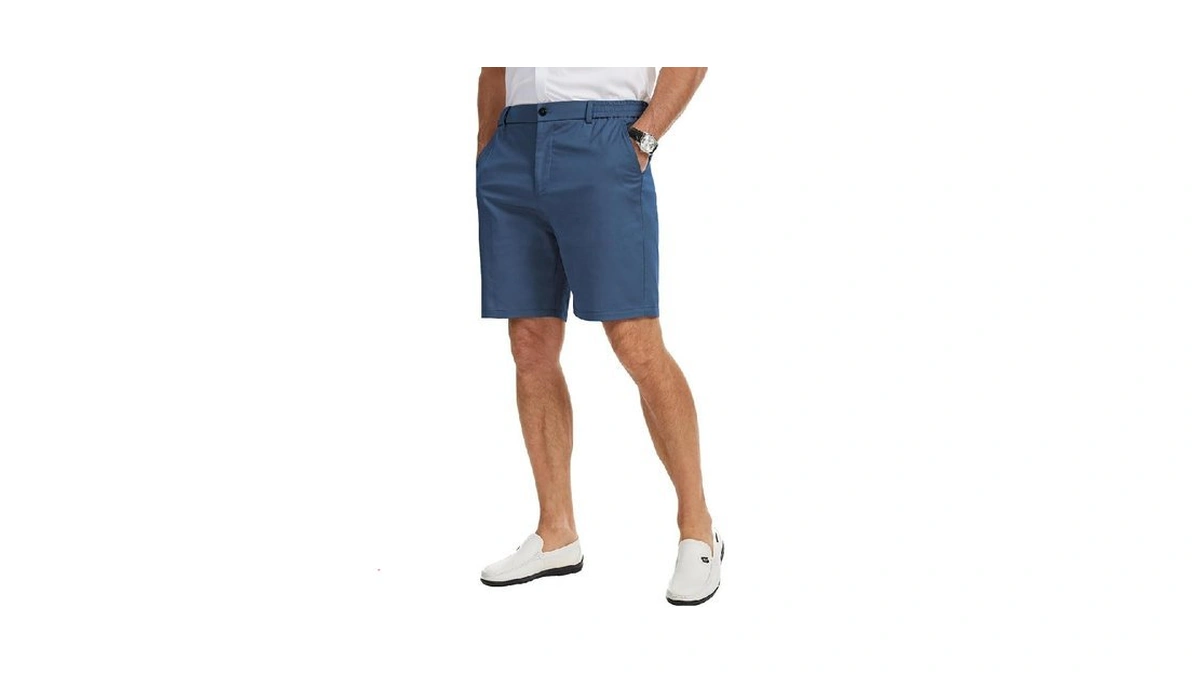 Ntrlv Men's Cotton Chino Shorts Casual Elastic Waist Drawstring 7