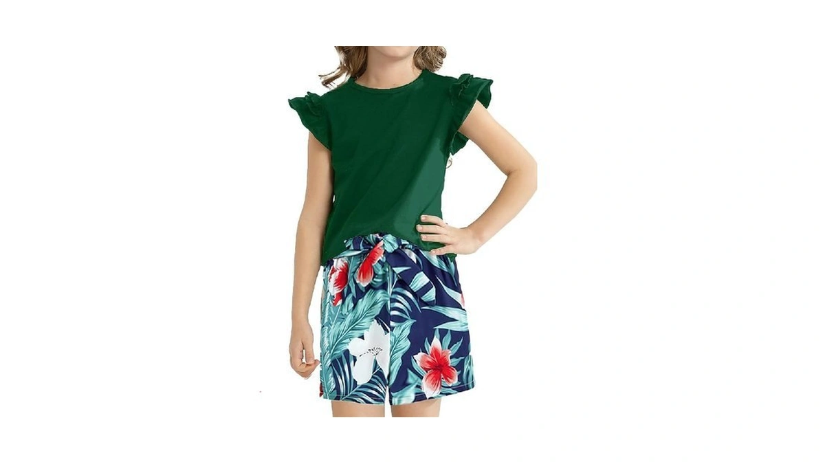 Woleroyir Girls Shorts Sets 2 Pieces Summer Outfits Ruffle Sleeve