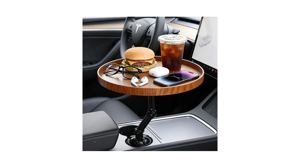 Car Food Cup Holder Tray - 360° Rotating Car Table