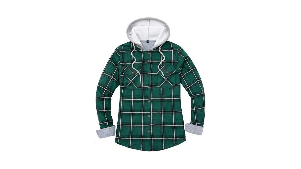 Women's Button Down Flannel Shirt Hoodies Jacket Thermal Fleece Lined