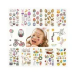 120pcs Bunny Egg Kids Stickers, Temporary Tattoos For Kids, Non-toxic