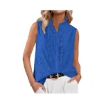 Btfbm Womens Sleeveless Button Down Shirts Ruffle V Neck Casual