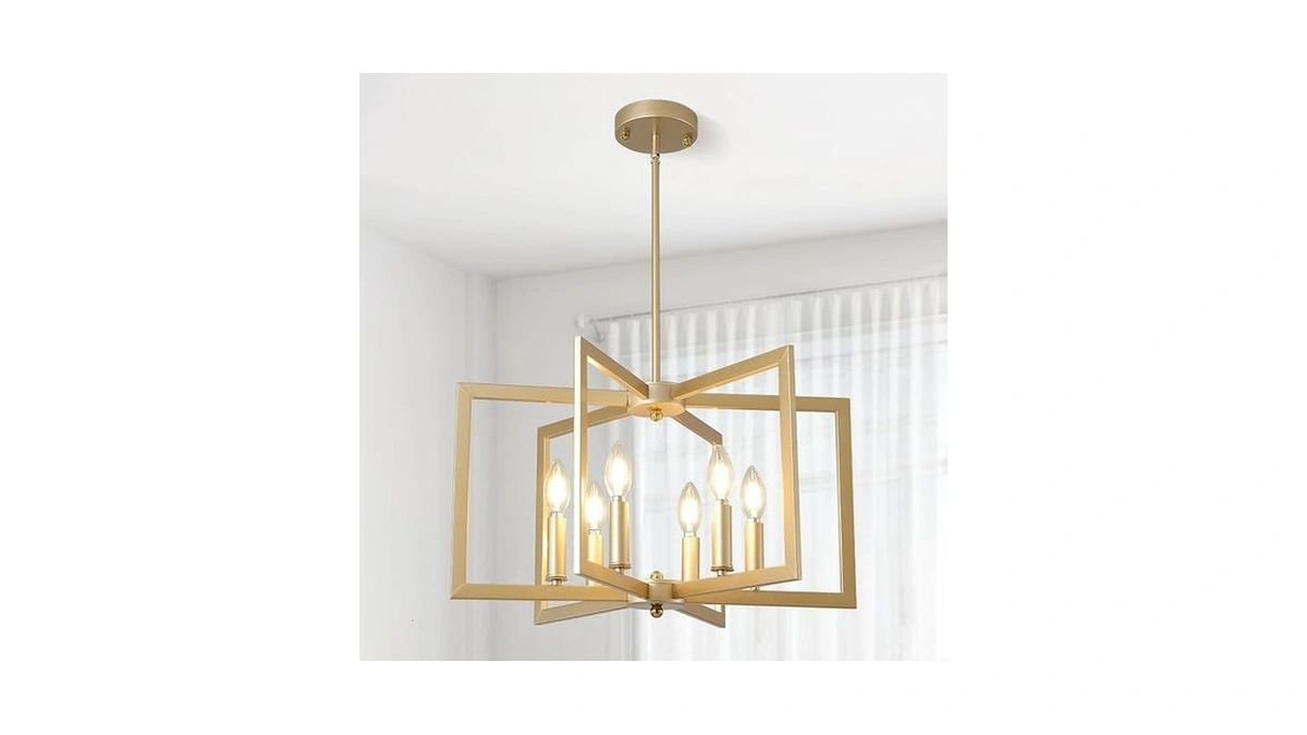 Axamate 21in Gold Chandelier For Dining Room, 6-light Modern Farmhouse
