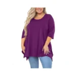 Auslook Plus Size Blouses For Women 3/4 Sleeve Purple 1x