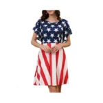 Aphratti Women's 4th Of July Dress Flutter Sleeve Fun Stars