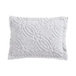Beatrice Home Fashions Wedding Ring Chenille Bedspread, Standard Sham, White