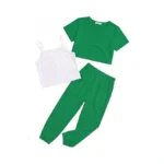 Arshiner Girls 3-piece Summer Outfit Set Short Sleeve Overlay Top,