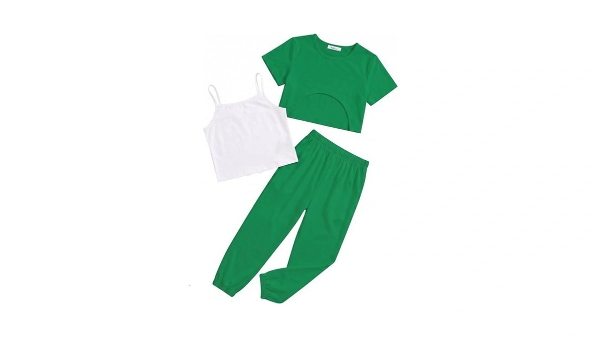 Arshiner Girls 3-piece Summer Outfit Set Short Sleeve Overlay Top,