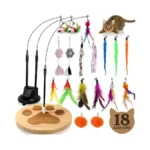Feather Wand Teaser Cat Toys 18-piece Simulation Toys For Indoor