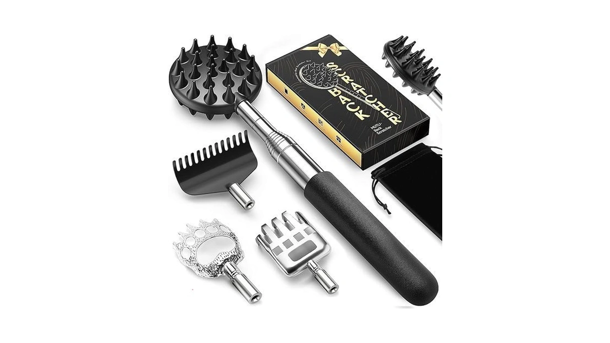 Tukuos Fathers Day Gift, Telescoping Back Scratcher With 5 Detachable