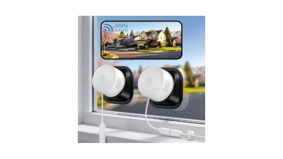 2k No-drill Window Security Cameras, 2packs Magnetic Cameras For Home
