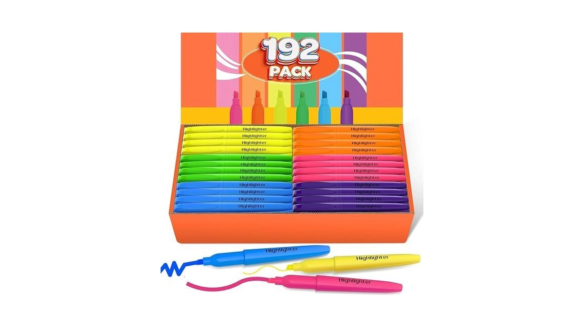 Duonizay 192 Count Highlighters Assorted Colors Bulk - 6 Colors