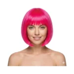 Cetiq Hot Pink Bob Wig With Bangs For Women -