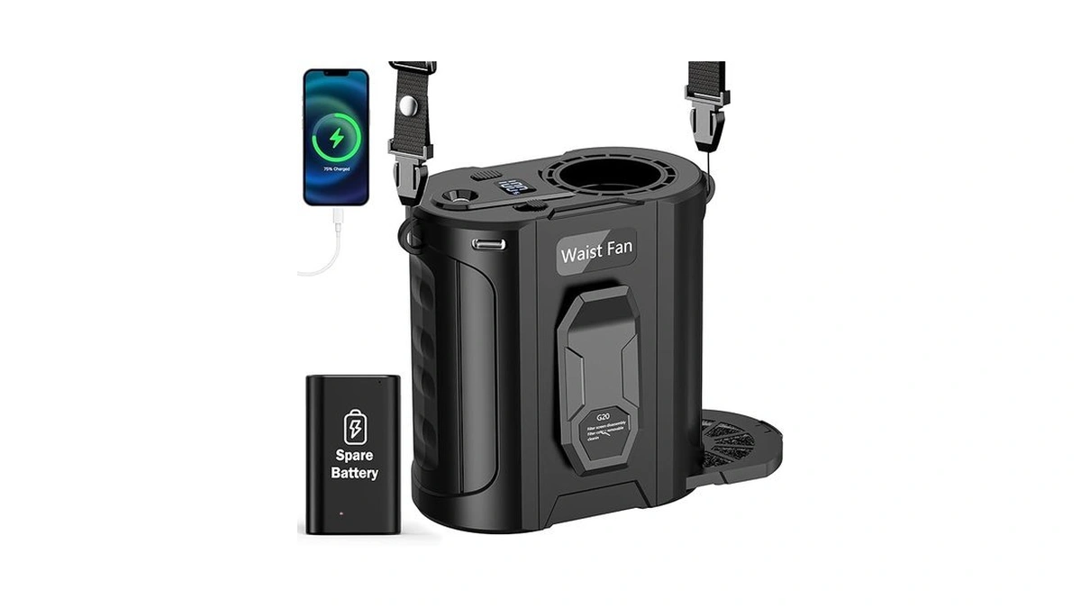 Sunoony Ai Portable Waist Fan With Spare Battery 5 Speeds