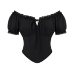 Scarlet Darkness Women Corset Tops Renaissance Off The Shoulder Shirt