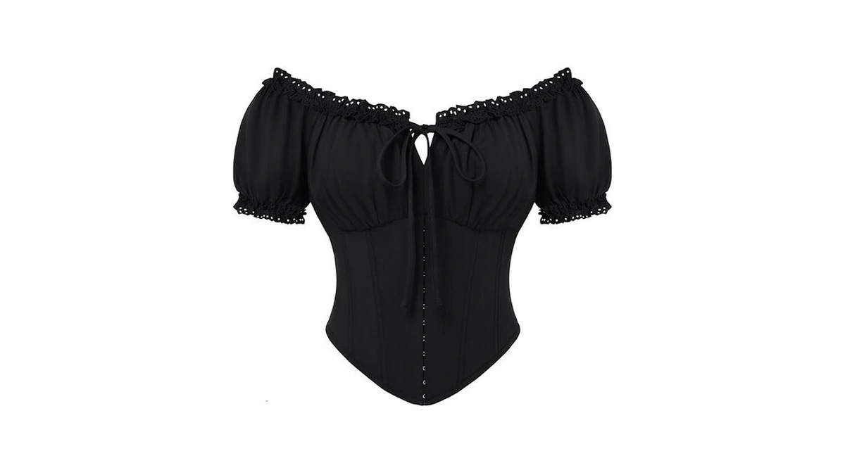 Scarlet Darkness Women Corset Tops Renaissance Off The Shoulder Shirt