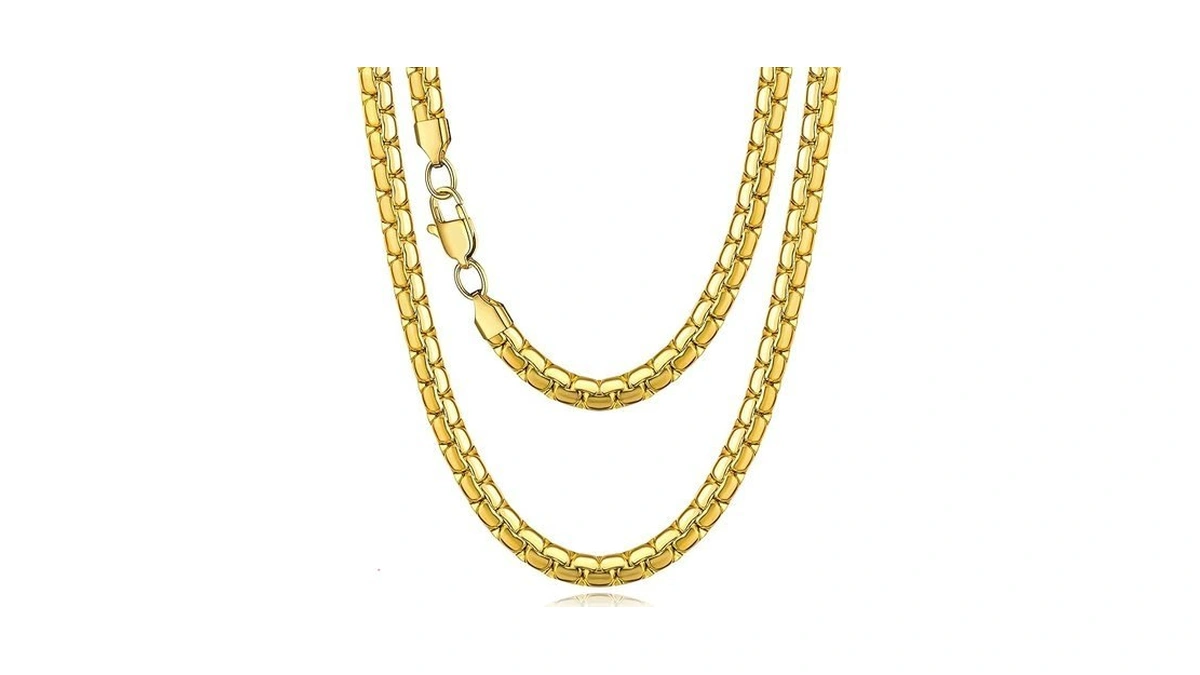Jewlpire Gold Plated Chain For Men, 4mm Flat Link Chains