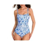 Ajisai Women One Piece Tummy Control Swimsuit Slimming Ruched Backless