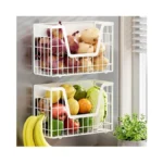 Yiwanfw 2 Set Magnetic Fridge Shelf, White Magnetic Fruit Basket