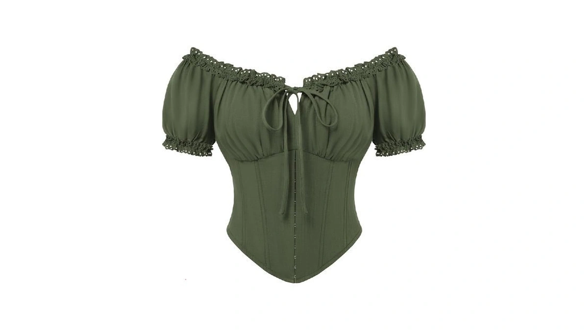 Scarlet Darkness Women Corset Tops Renaissance Off The Shoulder Shirt