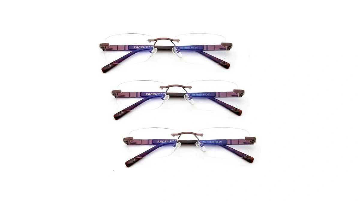 Babrvma Reading Glasses For Men 3 Pack, Rimless Blue Light