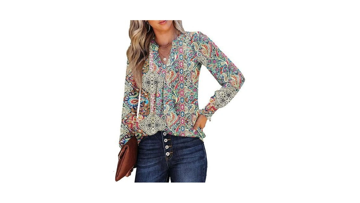 Bashafo Boho Tops For Women Smocked Puff Sleeve Stretchy Classic